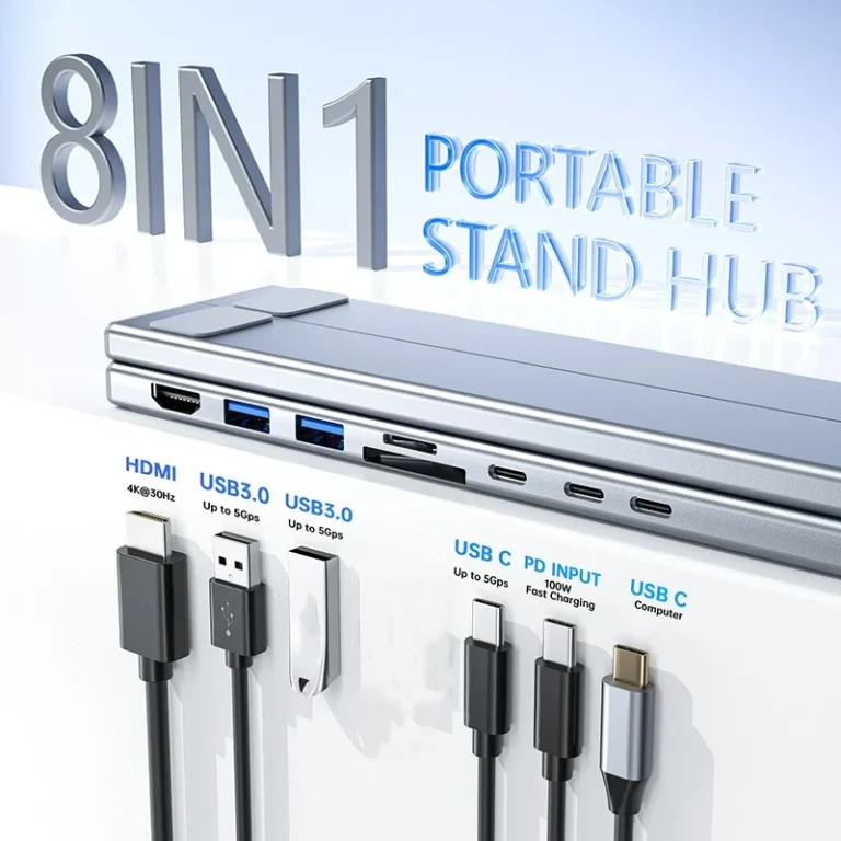 Station d'Accueil USB-C 8-en-1 avec support pour ordinateur portable